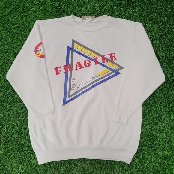 Vintage 80s Fragile Sweatshirt Womens XS/S 21x24 Baggy USA - Picture 1 of 15